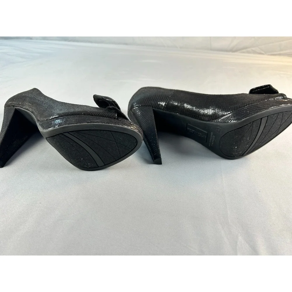 Christian Siriano Payless Women Peep Toe Heels Size‎ 6.5 Black Bow Platform Glam